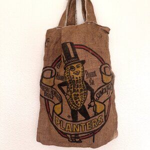 Vintage Mr.Peanut Burlap Tote Bag